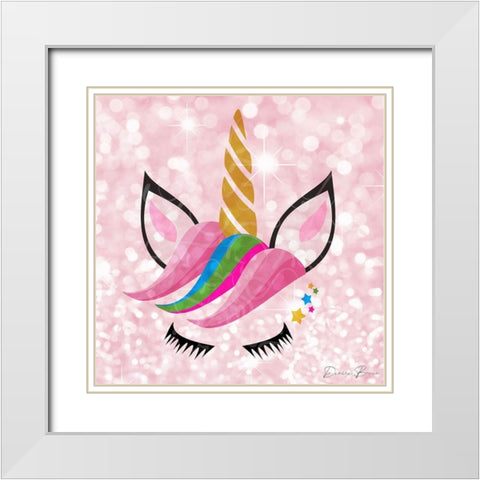 Unicorn Wink White Modern Wood Framed Art Print with Double Matting by Brown, Denise
