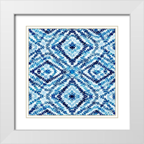 Blue Diamonds White Modern Wood Framed Art Print with Double Matting by Brown, Denise