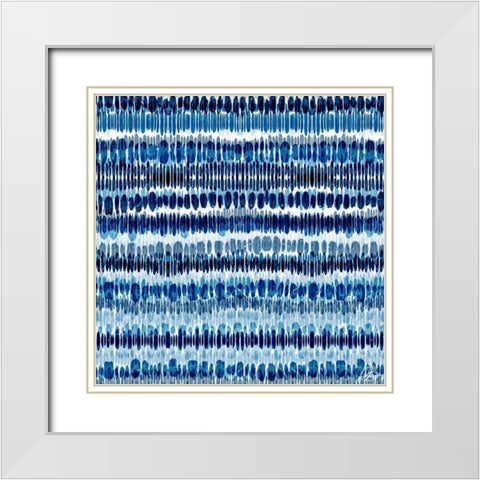 Blue Lines White Modern Wood Framed Art Print with Double Matting by Brown, Denise