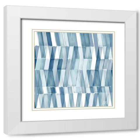 Blue Geometric 2 White Modern Wood Framed Art Print with Double Matting by Brown, Denise