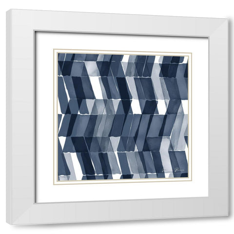 Blue Geometric 2 Pantone Flat White Modern Wood Framed Art Print with Double Matting by Brown, Denise