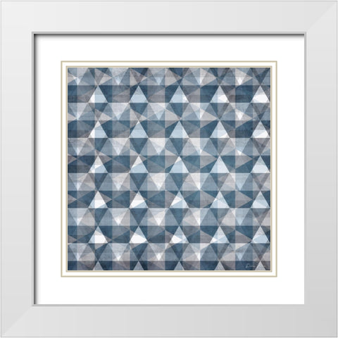 Blue Tile 2 White Modern Wood Framed Art Print with Double Matting by Brown, Denise