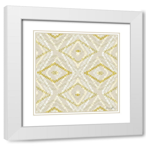 Gold Khaki Pattern 1 White Modern Wood Framed Art Print with Double Matting by Brown, Denise