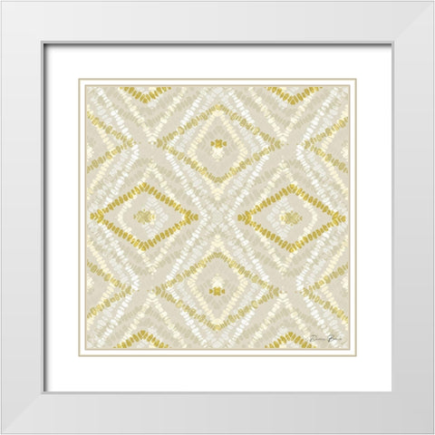 Gold Khaki Pattern 1 White Modern Wood Framed Art Print with Double Matting by Brown, Denise