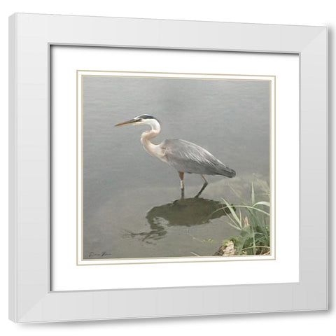 Crane White Modern Wood Framed Art Print with Double Matting by Brown, Denise