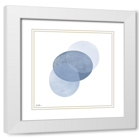 Blue Overlay 1 White Modern Wood Framed Art Print with Double Matting by Brown, Denise