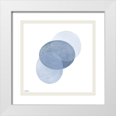 Blue Overlay 1 White Modern Wood Framed Art Print with Double Matting by Brown, Denise