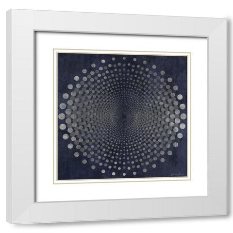 Dark Geometric Circles 1 White Modern Wood Framed Art Print with Double Matting by Brown, Denise