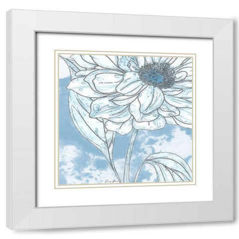 Blue Floral 1 White Modern Wood Framed Art Print with Double Matting by Brown, Denise