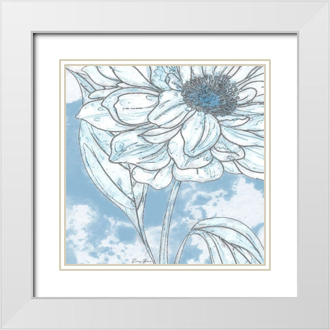 Blue Floral 1 White Modern Wood Framed Art Print with Double Matting by Brown, Denise