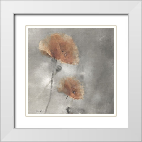Two Poppies 1 White Modern Wood Framed Art Print with Double Matting by Brown, Denise