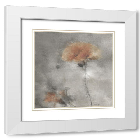 Two Poppies 2 White Modern Wood Framed Art Print with Double Matting by Brown, Denise