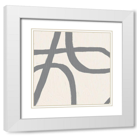 Contrasting Lines Gray White Modern Wood Framed Art Print with Double Matting by Brown, Denise