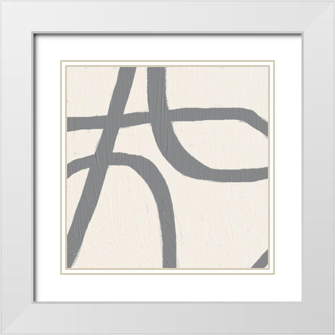 Contrasting Lines Gray White Modern Wood Framed Art Print with Double Matting by Brown, Denise