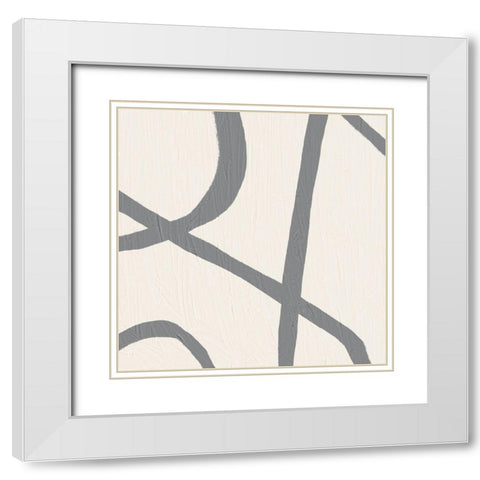 Contrasting Lines 2 Gray White Modern Wood Framed Art Print with Double Matting by Brown, Denise