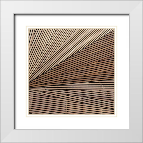Geometric Wood 1 White Modern Wood Framed Art Print with Double Matting by Brown, Denise