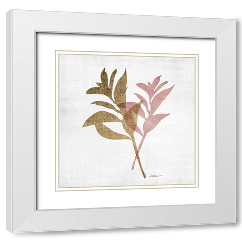 Blush Foliage 2 White Modern Wood Framed Art Print with Double Matting by Brown, Denise