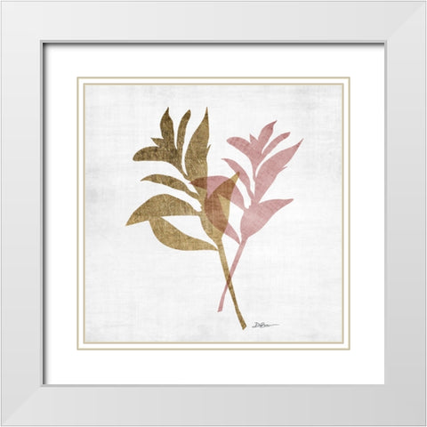 Blush Foliage 2 White Modern Wood Framed Art Print with Double Matting by Brown, Denise