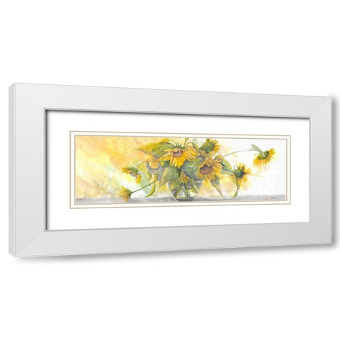Sun Kissed Sunflowers White Modern Wood Framed Art Print with Double Matting by Charest, Doris