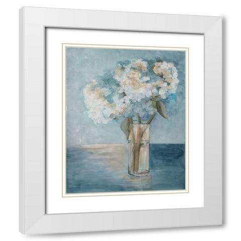 Serenity Flowers 1 White Modern Wood Framed Art Print with Double Matting by Charest, Doris