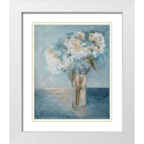 Serenity Flowers 1 White Modern Wood Framed Art Print with Double Matting by Charest, Doris