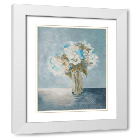 Serenity Flowers 2 White Modern Wood Framed Art Print with Double Matting by Charest, Doris