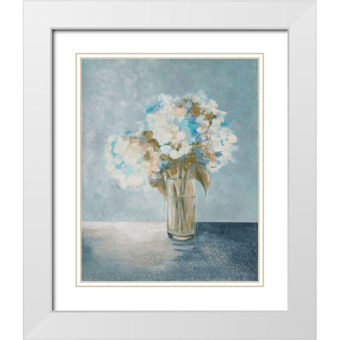 Serenity Flowers 2 White Modern Wood Framed Art Print with Double Matting by Charest, Doris