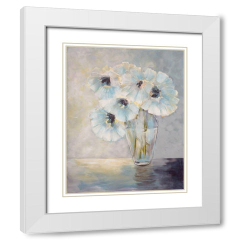 White Blooms White Modern Wood Framed Art Print with Double Matting by Charest, Doris