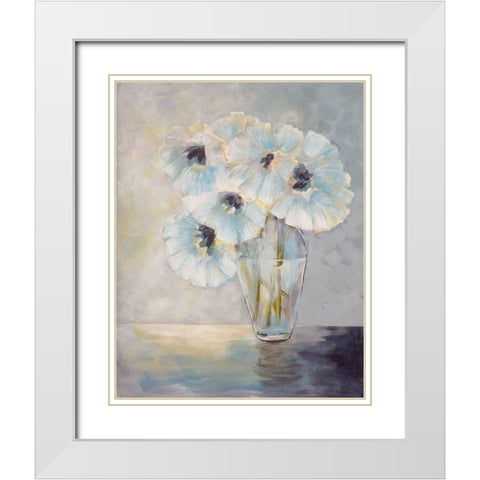 White Blooms White Modern Wood Framed Art Print with Double Matting by Charest, Doris