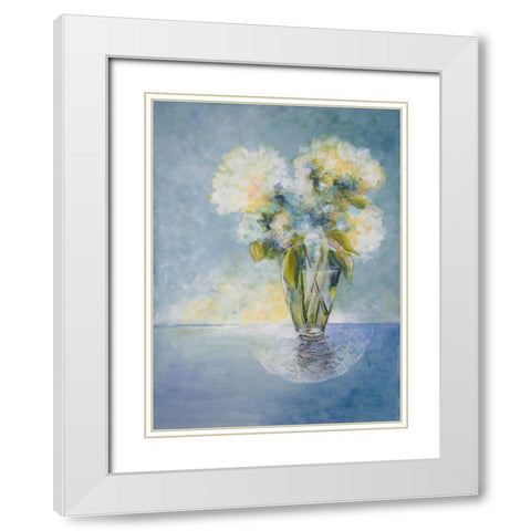 Cheerfull Flowers White Modern Wood Framed Art Print with Double Matting by Charest, Doris