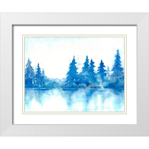Blue Forest White Modern Wood Framed Art Print with Double Matting by Charest, Doris