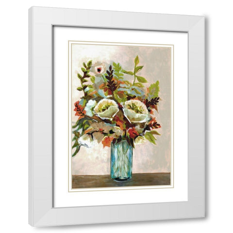Bright Excited Florals White Modern Wood Framed Art Print with Double Matting by Charest, Doris