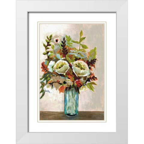 Bright Excited Florals White Modern Wood Framed Art Print with Double Matting by Charest, Doris