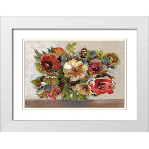 Bright Excited Florals 2 White Modern Wood Framed Art Print with Double Matting by Charest, Doris