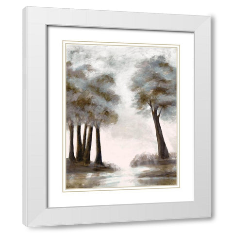 Wooded Vista White Modern Wood Framed Art Print with Double Matting by Charest, Doris