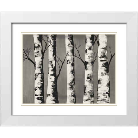 Birch Backwoods White Modern Wood Framed Art Print with Double Matting by Charest, Doris