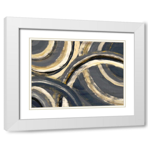 Semi Circles White Modern Wood Framed Art Print with Double Matting by Charest, Doris