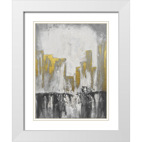Golden City Glow 2 White Modern Wood Framed Art Print with Double Matting by Charest, Doris