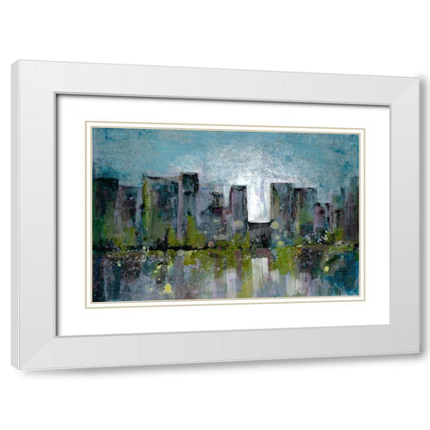 City Glow White Modern Wood Framed Art Print with Double Matting by Charest, Doris