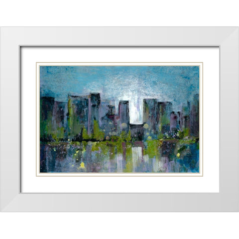 City Nights 2 White Modern Wood Framed Art Print with Double Matting by Charest, Doris