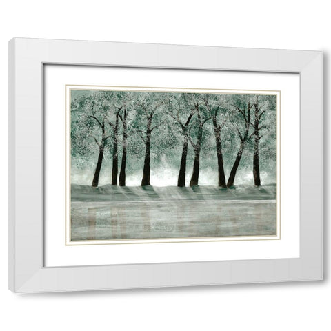 Green Forest 1 White Modern Wood Framed Art Print with Double Matting by Charest, Doris