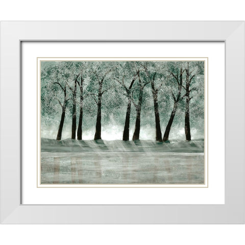 Green Forest 1 White Modern Wood Framed Art Print with Double Matting by Charest, Doris