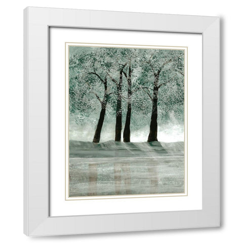 Green Forest 2 White Modern Wood Framed Art Print with Double Matting by Charest, Doris