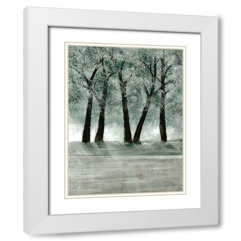 Green Forest 3 White Modern Wood Framed Art Print with Double Matting by Charest, Doris