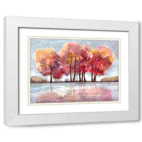 Lake Foliage White Modern Wood Framed Art Print with Double Matting by Charest, Doris