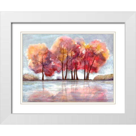Lake Foliage White Modern Wood Framed Art Print with Double Matting by Charest, Doris