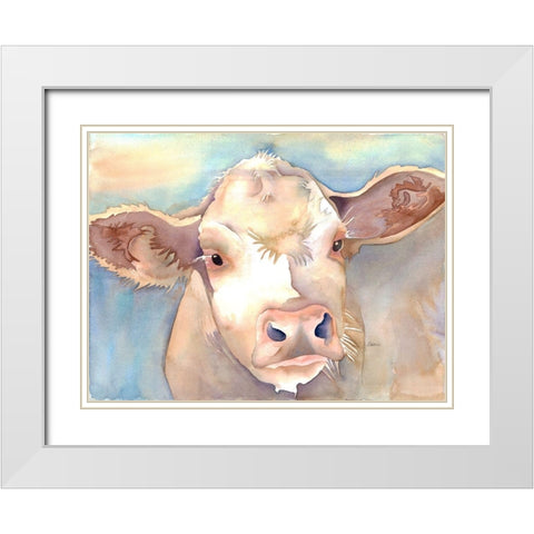 Watching Cattle 1 White Modern Wood Framed Art Print with Double Matting by Charest, Doris