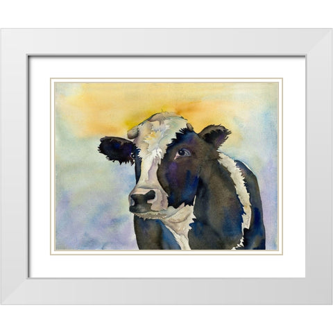 Watching Cattle 2 White Modern Wood Framed Art Print with Double Matting by Charest, Doris