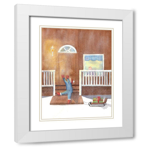 Winter Activities 1 White Modern Wood Framed Art Print with Double Matting by Charest, Doris