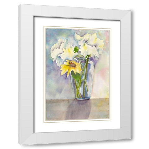 Bright Bouquet 1 White Modern Wood Framed Art Print with Double Matting by Charest, Doris